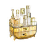 1-SOGA 3 Tier Golden Yellow Multifunctional Countertop Cosmetic Storage Makeup Skincare Holder Jewelry Cabinet Bathroom Desk Drawer Vanity Organiser