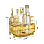 6-SOGA 3 Tier Golden Yellow Multifunctional Countertop Cosmetic Storage Makeup Skincare Holder Jewelry Cabinet Bathroom Desk Drawer Vanity Organiser