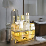 7-SOGA 3 Tier Golden Yellow Multifunctional Countertop Cosmetic Storage Makeup Skincare Holder Jewelry Cabinet Bathroom Desk Drawer Vanity Organiser