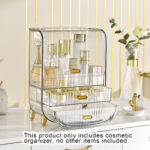 2-SOGA 3 Tier Transparent Multifunctional Countertop Cosmetic Storage Makeup Perfume Skincare Display Stand Shelf Drawer Type Organiser