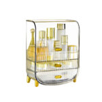 1-SOGA 3 Tier Transparent Multifunctional Countertop Cosmetic Storage Makeup Perfume Skincare Display Stand Shelf Drawer Type Organiser
