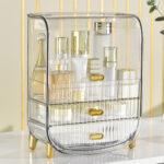 3-SOGA 3 Tier Transparent Multifunctional Countertop Cosmetic Storage Makeup Perfume Skincare Display Stand Shelf Drawer Type Organiser