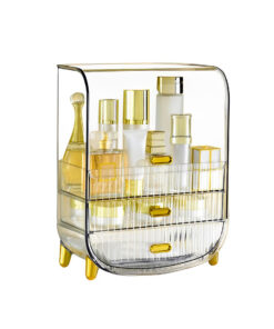 1-SOGA 3 Tier Transparent Multifunctional Countertop Cosmetic Storage Makeup Perfume Skincare Display Stand Shelf Drawer Type Organiser
