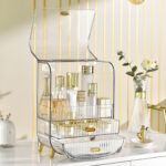 5-SOGA 3 Tier Transparent Multifunctional Countertop Cosmetic Storage Makeup Perfume Skincare Display Stand Shelf Drawer Type Organiser