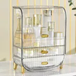 3-SOGA 2X 3 Tier Transparent Multifunctional Countertop Cosmetic Storage Makeup Perfume Skincare Display Stand Shelf Drawer Type Organiser