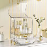 5-SOGA 2X 3 Tier Transparent Multifunctional Countertop Cosmetic Storage Makeup Perfume Skincare Display Stand Shelf Drawer Type Organiser