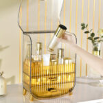 3-SOGA 3 Tier Golden Yellow Multifunctional Countertop Cosmetic Storage Makeup Perfume Skincare Display Stand Shelf Drawer Type Organiser