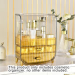 2-SOGA 2X 3 Tier Golden Yellow Multifunctional Countertop Cosmetic Storage Makeup Perfume Skincare Display Stand Shelf Drawer Type Organiser