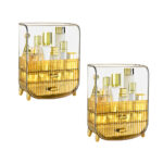 1-SOGA 2X 3 Tier Golden Yellow Multifunctional Countertop Cosmetic Storage Makeup Perfume Skincare Display Stand Shelf Drawer Type Organiser