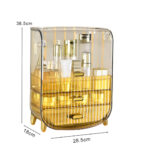 6-SOGA 2X 3 Tier Golden Yellow Multifunctional Countertop Cosmetic Storage Makeup Perfume Skincare Display Stand Shelf Drawer Type Organiser