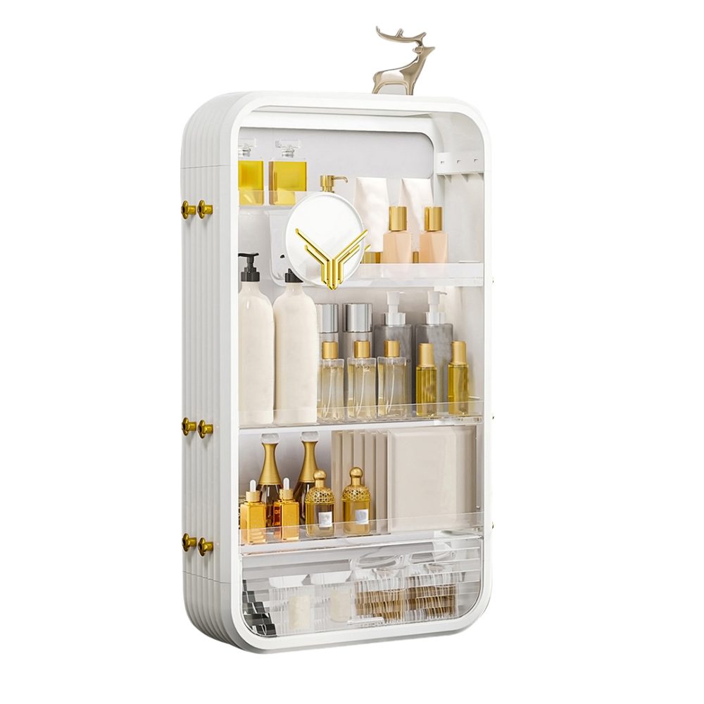 1-SOGA White Multi Tier Cosmetic Storage Rack Bathroom Vanity Tray Display Stand Organiser