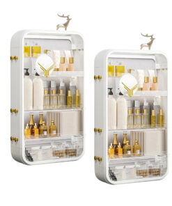 1-SOGA 2X White Multi Tier Cosmetic Storage Rack Bathroom Vanity Tray Display Stand Organiser