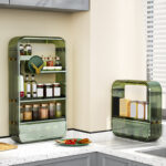 2-SOGA Green Multi Tier Cosmetic Storage Rack Bathroom Vanity Tray Display Stand Organiser