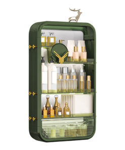 1-SOGA Green Multi Tier Cosmetic Storage Rack Bathroom Vanity Tray Display Stand Organiser