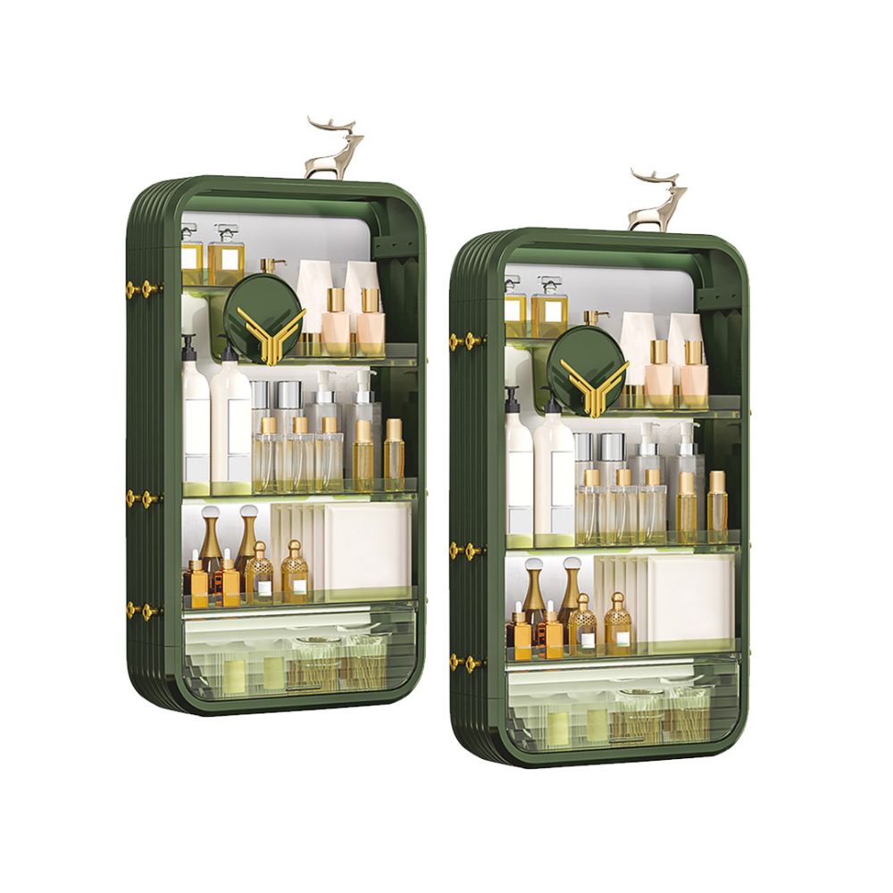 1-SOGA 2X Green Multi Tier Cosmetic Storage Rack Bathroom Vanity Tray Display Stand Organiser