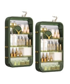 1-SOGA 2X Green Multi Tier Cosmetic Storage Rack Bathroom Vanity Tray Display Stand Organiser