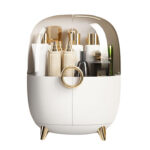 1-SOGA White Transparent Countertop Makeup Organiser Cosmetic Storage Waterproof Dustproof Bathroom Skincare Holder with Lid