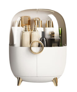 1-SOGA White Transparent Countertop Makeup Organiser Cosmetic Storage Waterproof Dustproof Bathroom Skincare Holder with Lid