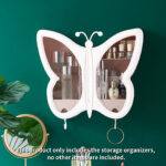 3-SOGA White Butterfly Shape Wall-Mounted Makeup Organiser Dustproof Waterproof Bathroom Storage Box Home Decor