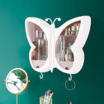 2-SOGA 2X White Butterfly Shape Wall-Mounted Makeup Organiser Dustproof Waterproof Bathroom Storage Box Home Decor