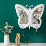 4-SOGA 2X White Butterfly Shape Wall-Mounted Makeup Organiser Dustproof Waterproof Bathroom Storage Box Home Decor