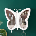 5-SOGA 2X White Butterfly Shape Wall-Mounted Makeup Organiser Dustproof Waterproof Bathroom Storage Box Home Decor