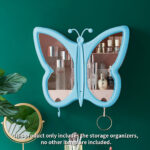 3-SOGA Blue Butterfly Shape Wall-Mounted Makeup Organiser Dustproof Waterproof Bathroom Storage Box Home Decor