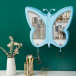 4-SOGA Blue Butterfly Shape Wall-Mounted Makeup Organiser Dustproof Waterproof Bathroom Storage Box Home Decor