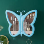 5-SOGA Blue Butterfly Shape Wall-Mounted Makeup Organiser Dustproof Waterproof Bathroom Storage Box Home Decor