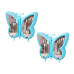 1-SOGA 2X Blue Butterfly Shape Wall-Mounted Makeup Organiser Dustproof Waterproof Bathroom Storage Box Home Decor