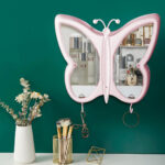 4-SOGA Pink Butterfly Shape Wall-Mounted Makeup Organiser Dustproof Waterproof Bathroom Storage Box Home Decor