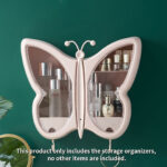 5-SOGA Pink Butterfly Shape Wall-Mounted Makeup Organiser Dustproof Waterproof Bathroom Storage Box Home Decor