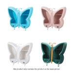 7-SOGA Pink Butterfly Shape Wall-Mounted Makeup Organiser Dustproof Waterproof Bathroom Storage Box Home Decor