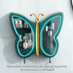 4-SOGA Green Butterfly Shape Wall-Mounted Makeup Organiser Dustproof Waterproof Bathroom Storage Box Home Decor