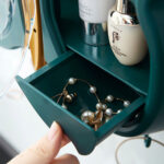7-SOGA Green Butterfly Shape Wall-Mounted Makeup Organiser Dustproof Waterproof Bathroom Storage Box Home Decor