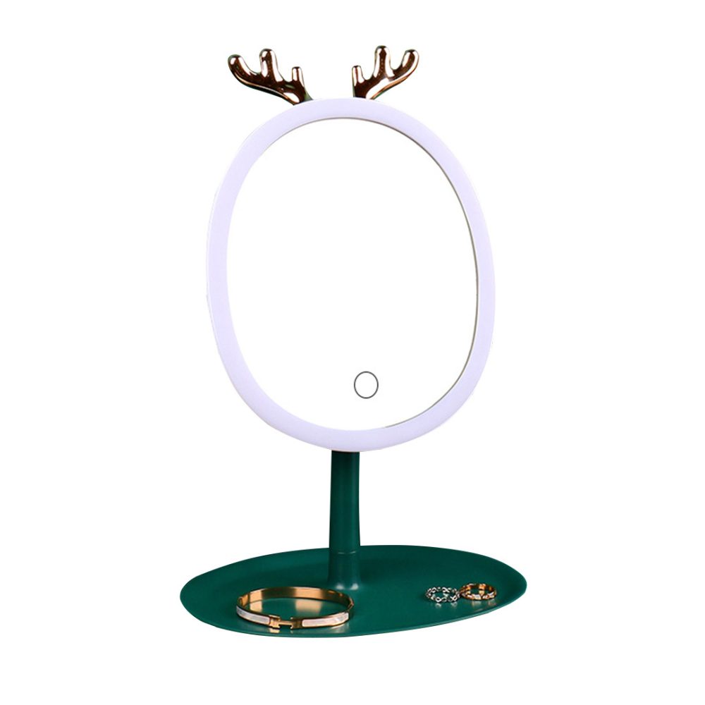 1-SOGA Green Antler LED Light Makeup Mirror Tabletop Vanity Home Decor