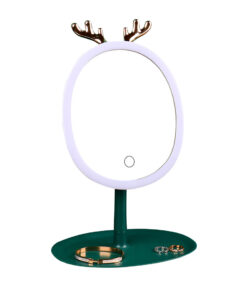 1-SOGA Green Antler LED Light Makeup Mirror Tabletop Vanity Home Decor