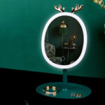 8-SOGA Green Antler LED Light Makeup Mirror Tabletop Vanity Home Decor