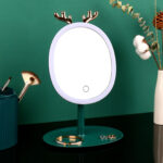 4-SOGA 2X Green Antler LED Light Makeup Mirror Tabletop Vanity Home Decor