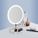 2-SOGA Round White Rechargeable LED Light Makeup Mirror Tabletop Vanity Home Decor
