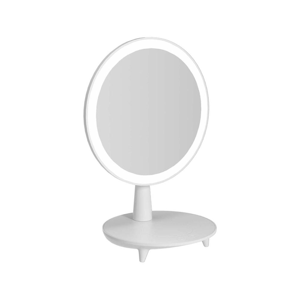 1-SOGA Round White Rechargeable LED Light Makeup Mirror Tabletop Vanity Home Decor