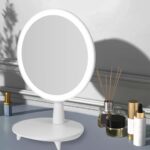 4-SOGA Round White Rechargeable LED Light Makeup Mirror Tabletop Vanity Home Decor