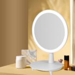 7-SOGA Round White Rechargeable LED Light Makeup Mirror Tabletop Vanity Home Decor