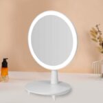 8-SOGA Round White Rechargeable LED Light Makeup Mirror Tabletop Vanity Home Decor