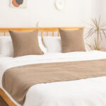 3-SOGA 1.5m Bed Light Brown Vintage Scarf Runner Bedding Tail Pad Flag For Home Hotel Set of 3