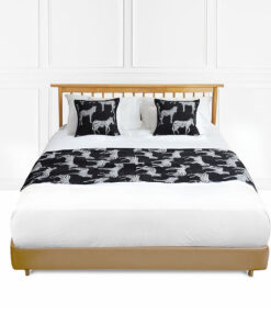 1-SOGA 1.8m Bed Light Luxury Black Zebra Vintage Bed Scarf Runner Bedding Tail Pad Flag For Home Hotel Set of 3