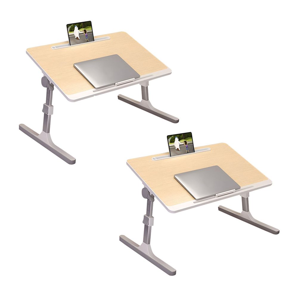 1-SOGA 2X 60X40cm Wood Small Laptop Bed Portable Foldable Study Table Adjustable