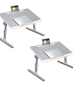 1-SOGA 2X 60X40cm Grey Small Laptop Bed Portable Foldable Study Table Adjustable