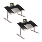 1-SOGA 2X 60X40cm Black Small Laptop Bed Portable Foldable Study Table Adjustable