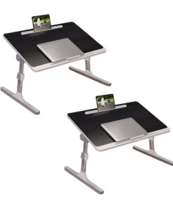 1-SOGA 2X 60X40cm Black Small Laptop Bed Portable Foldable Study Table Adjustable